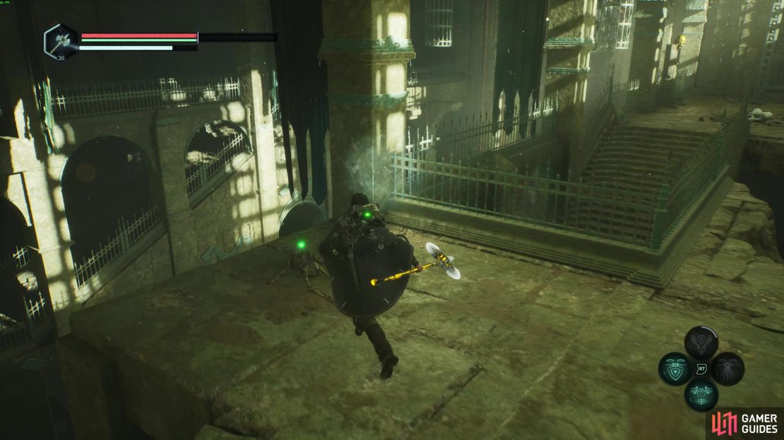 Find a hidden ladder in a nearby cell to access this otherwise missable reward in Arcas Spire.   Image via Gamer Guides. / Nacon.