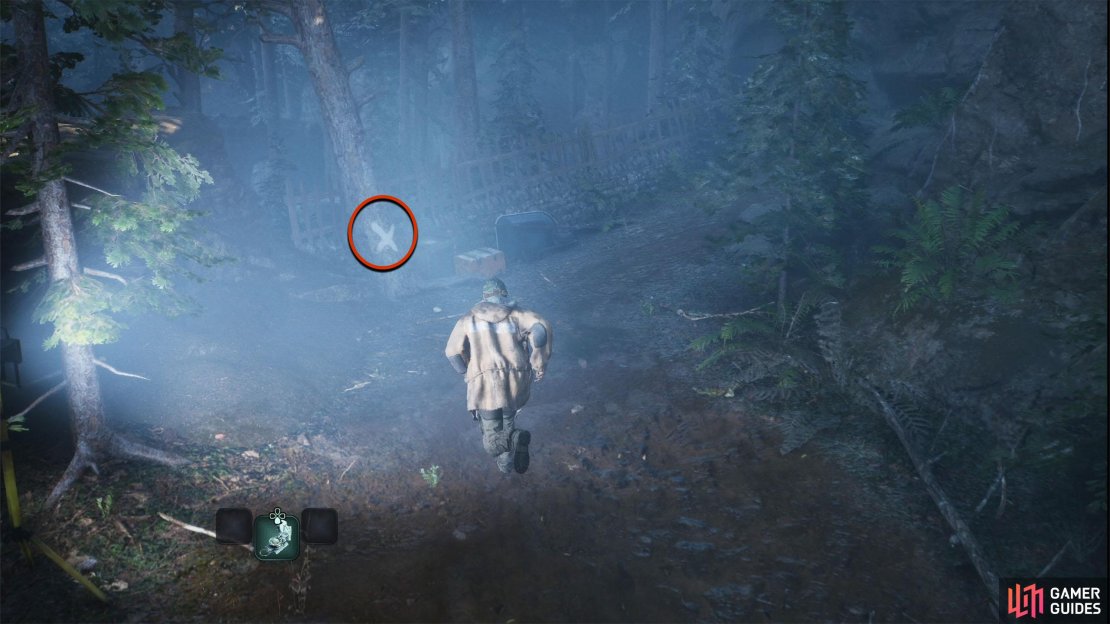 Follow the X&rsquo;s marked on the trees to find the Medkit.