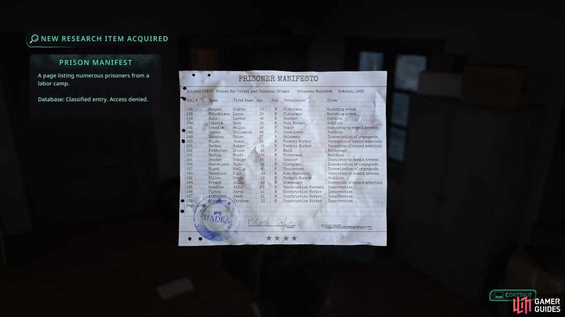 This research item is a reward awaiting you inside the Captain&rsquo;s Office. Image via Gamer Guides / Nacon.