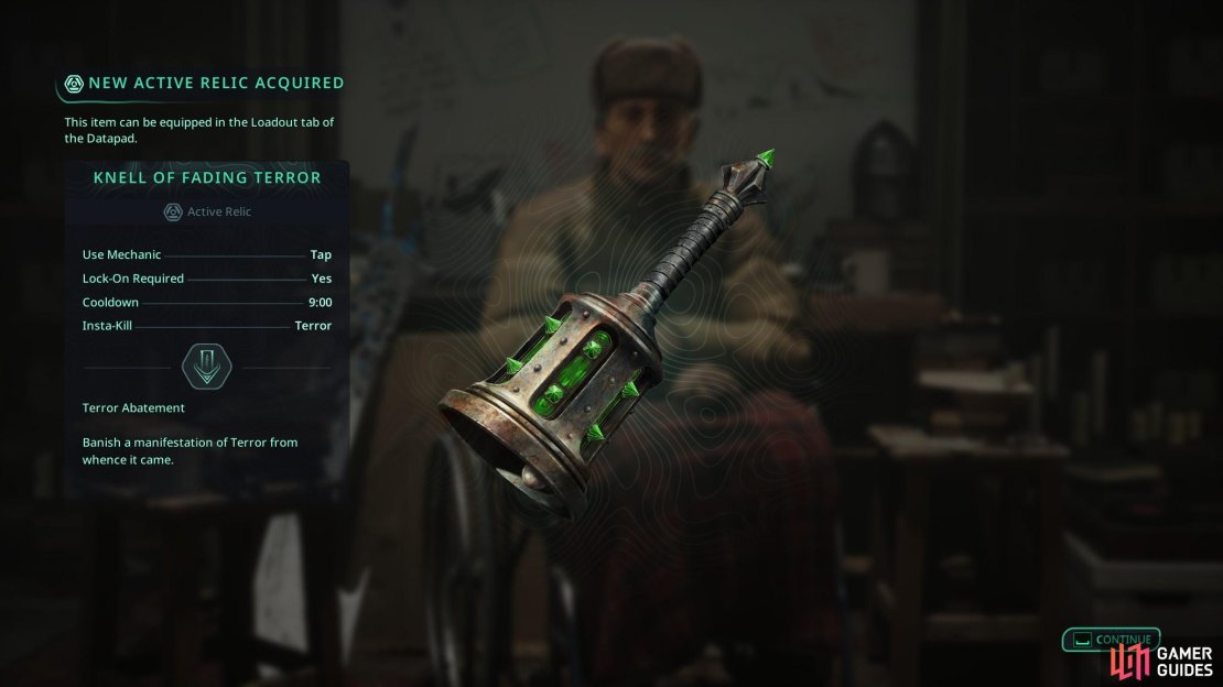 Here&rsquo;s a very strong active relic you get for completing this good deed. Image via Gamer Guides / Nacon. 