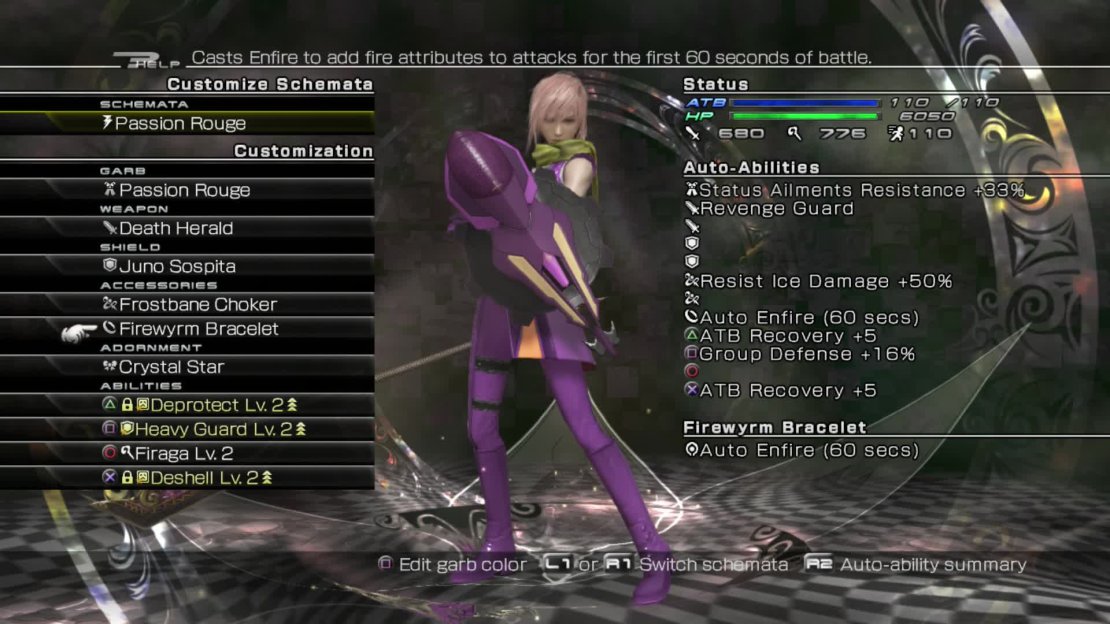 Passion Rouge is still the perfect garb for defense. Coupled with Heavy Guard and the Frostbane Choker, you can deflect pretty much any of Snow&rsquo;s attacks and not have to worry about healing.