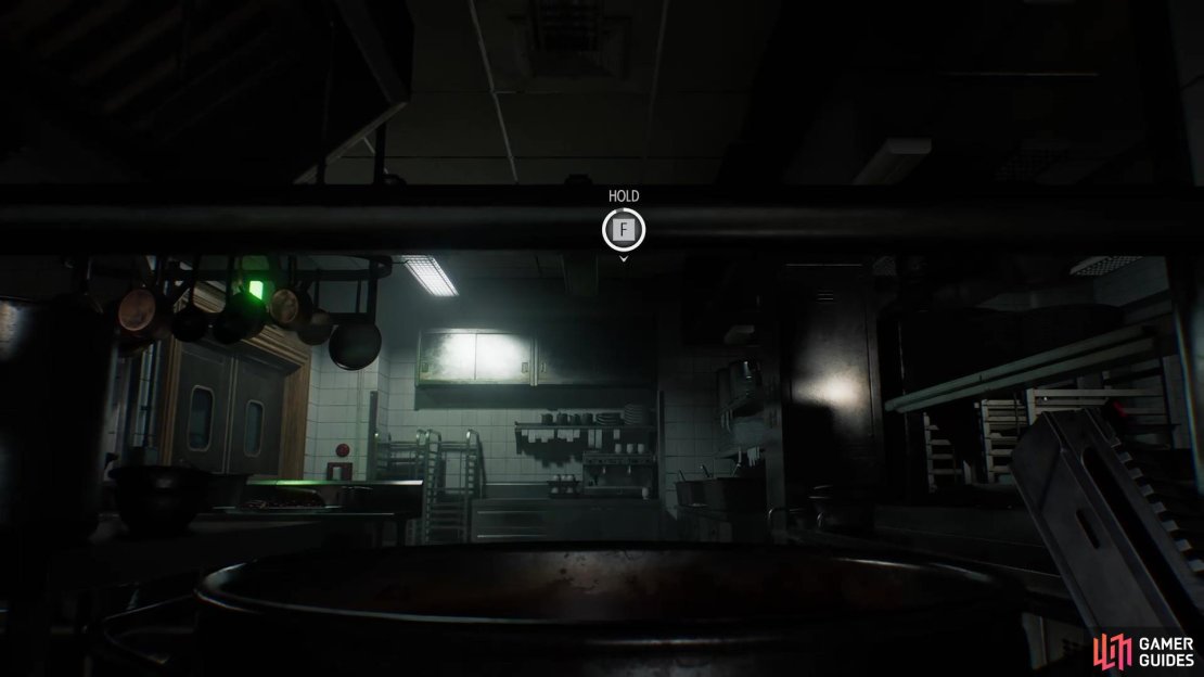 Move the Chef equipment so he can enrange and move the blocker for you. Image via Gamer Guides / Capcom.