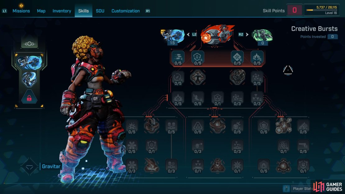 Harlowe&rsquo;s Creative Bursts skill tree