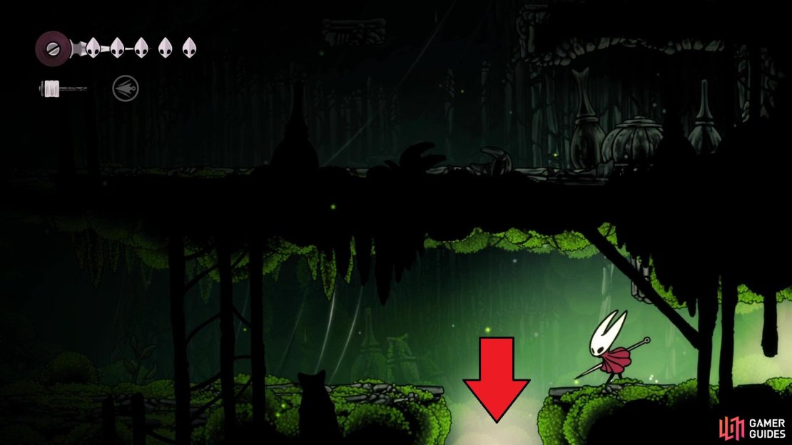 Right outside of the Moss Druid&rsquo;s home, drop down into this hole.
