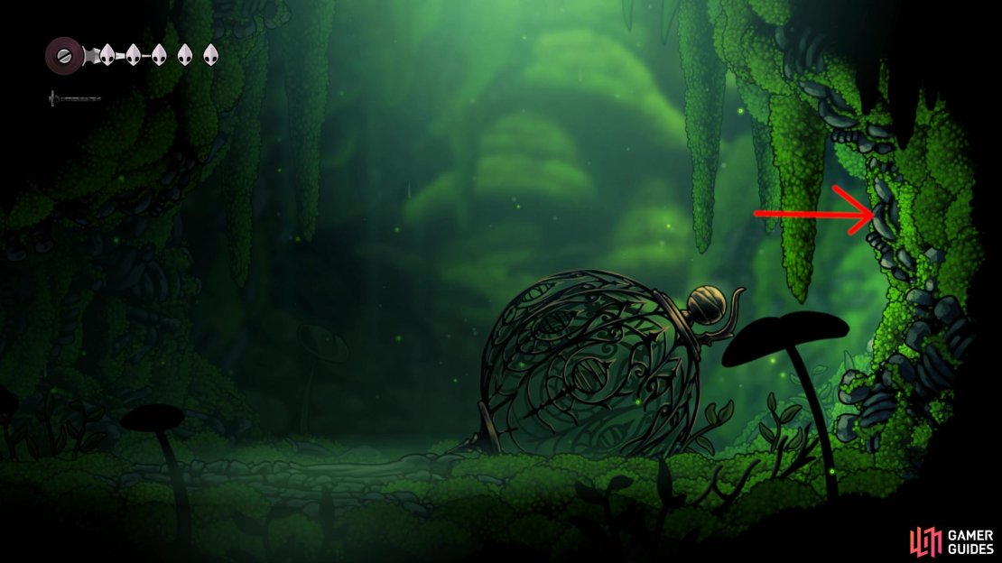 Go here from the start of the game. Image via Gamer Guides / Team Cherry.
