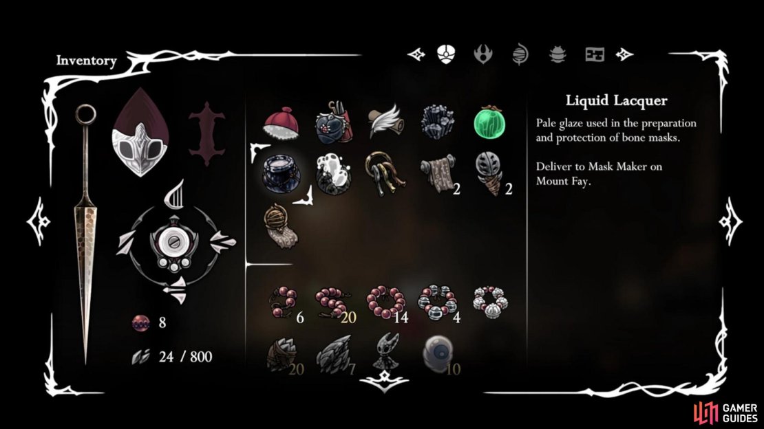 Players can get a quest from Bellhart town that requires you to take an item to the Mask Maker&rsquo;s location. Image via Gamer Guides / Team Cherry.