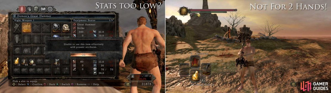 If you don&rsquo;t have enough STR to wield it one-handed then try holding it with two!