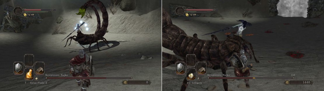 See those blue balls? They&rsquo;re homing Soul Arrows (so get running in a big arc). Then it&rsquo;s a case of baiting close-range attacks and attacking her when you can.