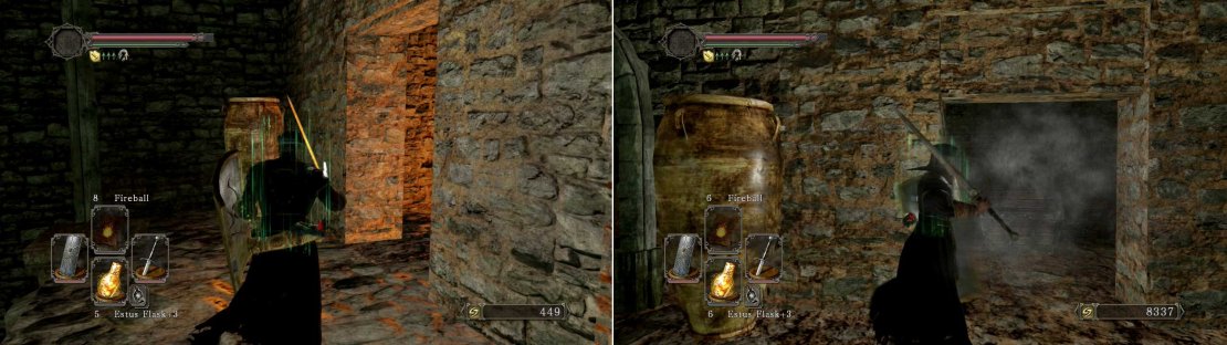 Both hidden rooms are on the ledge above the boss&rsquo; fog gate.