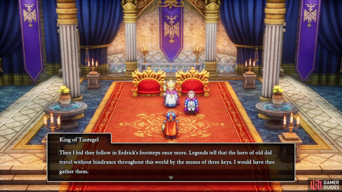 Return to Tantegel after visiting the Shrine of Rain to be tasked with finding Erdrick&rsquo;s Keys.