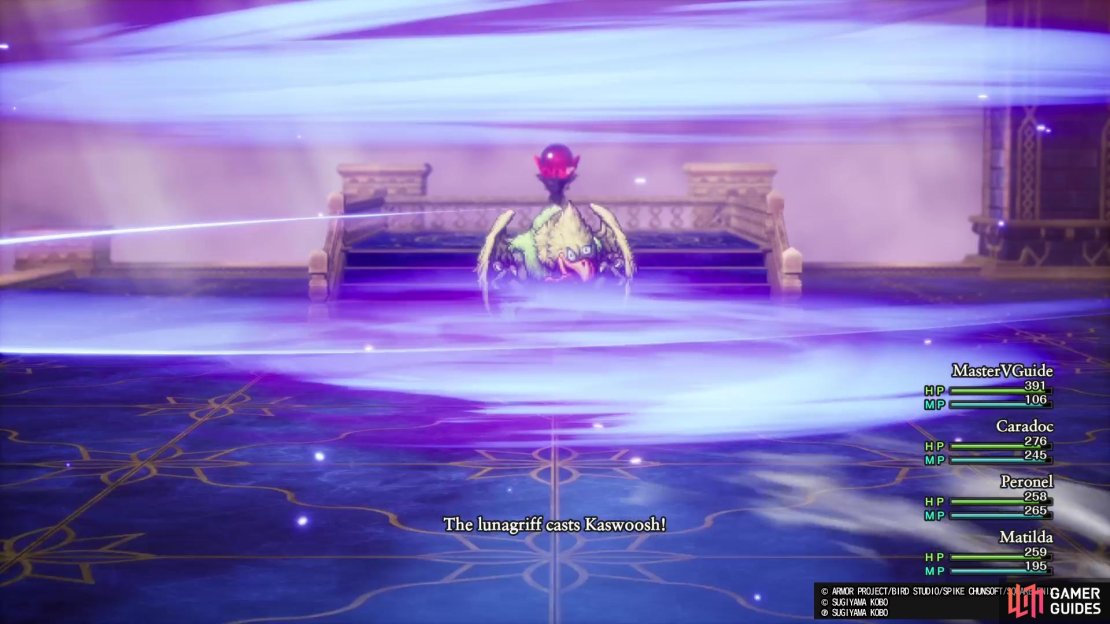 Kaswoosh is a wind spell that he&rsquo;ll use often, so keep Magic Barrier active.