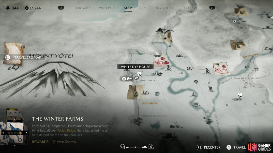 The location of the White Dye House on the map.