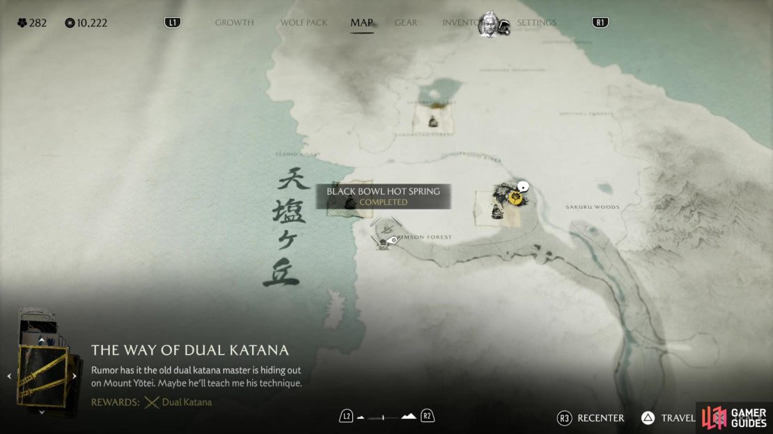 The location of the Black Bowl hot spring on the map.