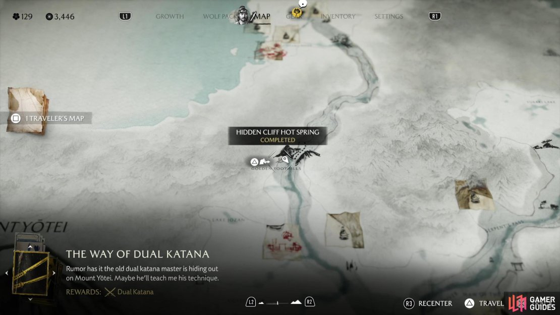 The location of the Hidden Cliff hot spring on the map.