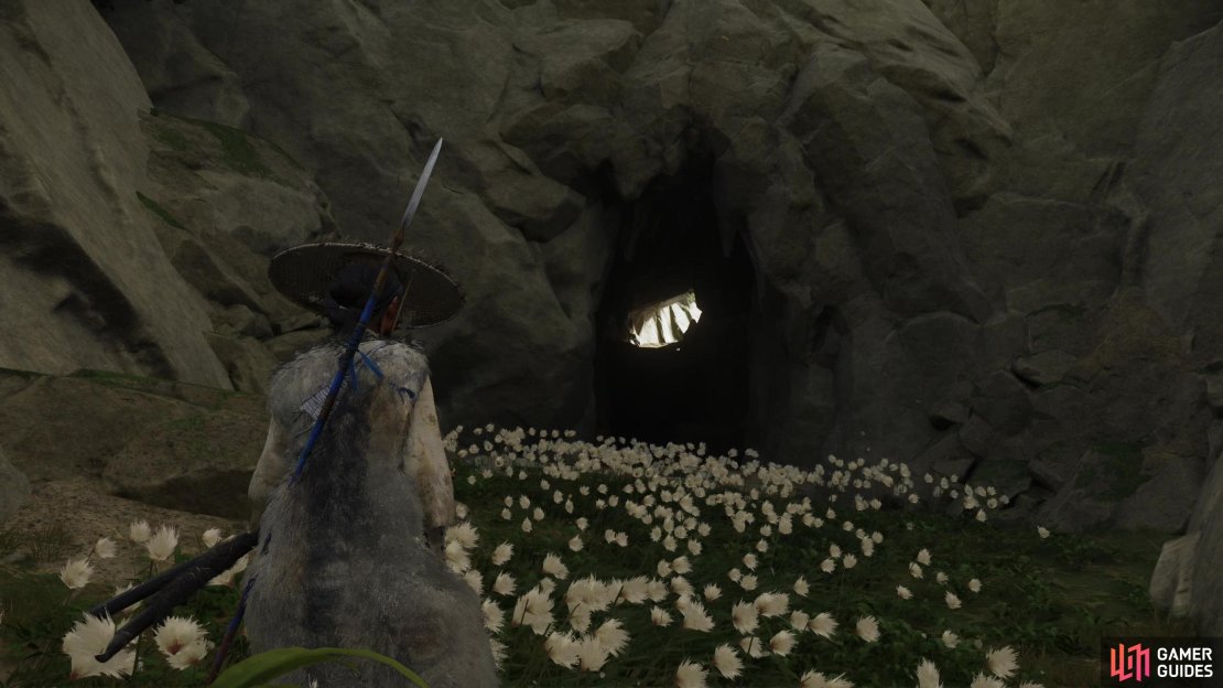 Pass through a cave beyond a cleft you have to squeeze through,