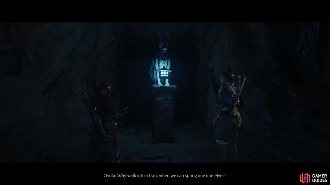 After the cast light puzzle, head upstairs and Oyuki will point out a hidden passage.