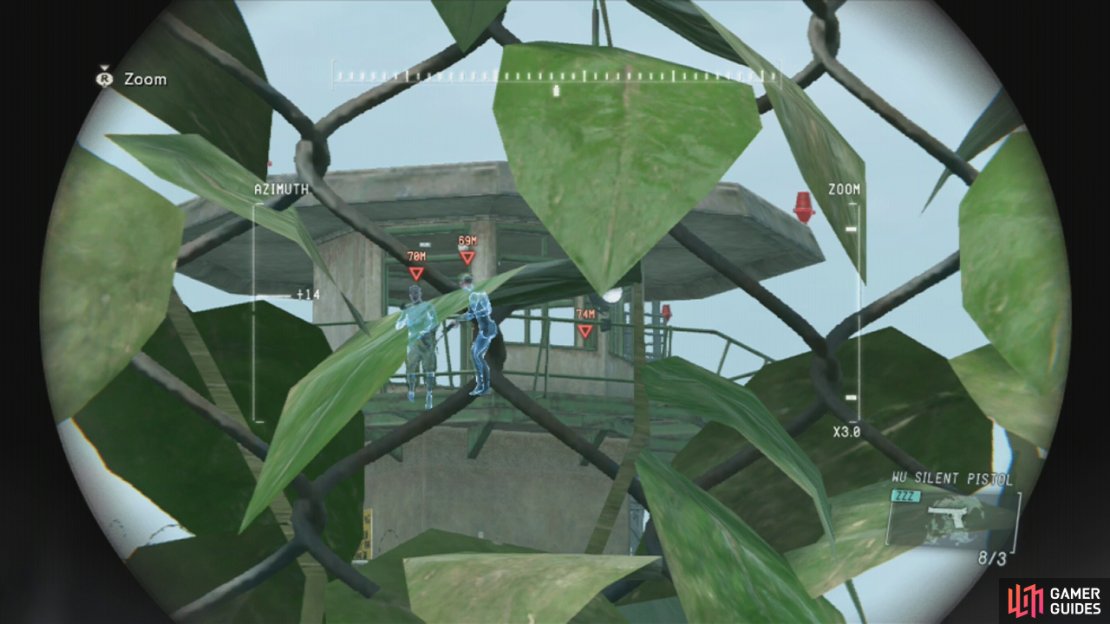 The second target is located inside the guard tower overlooking the heliport. He&rsquo;ll move to the admin building as you move across the helipads.