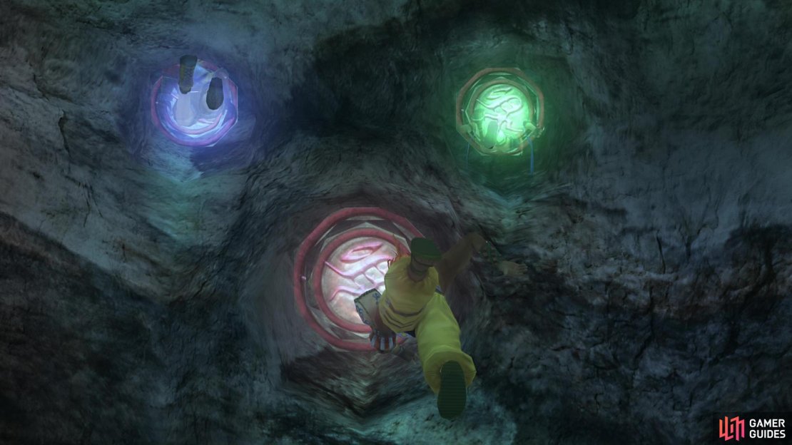 Tidus is blue, Wakka is red, and Rikku is green