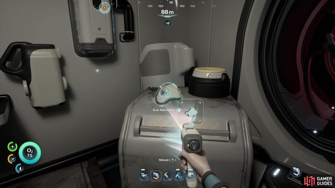You can also scan various items in the bunker, including a Rebreather,