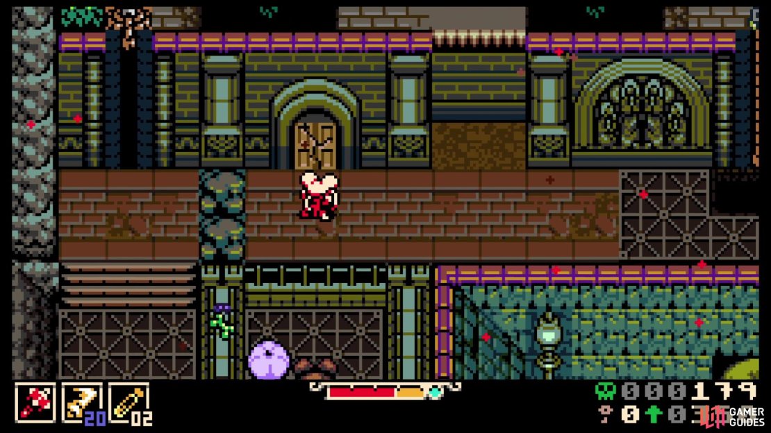 This door here is cracked and thus be opened by striking it with your weapon.