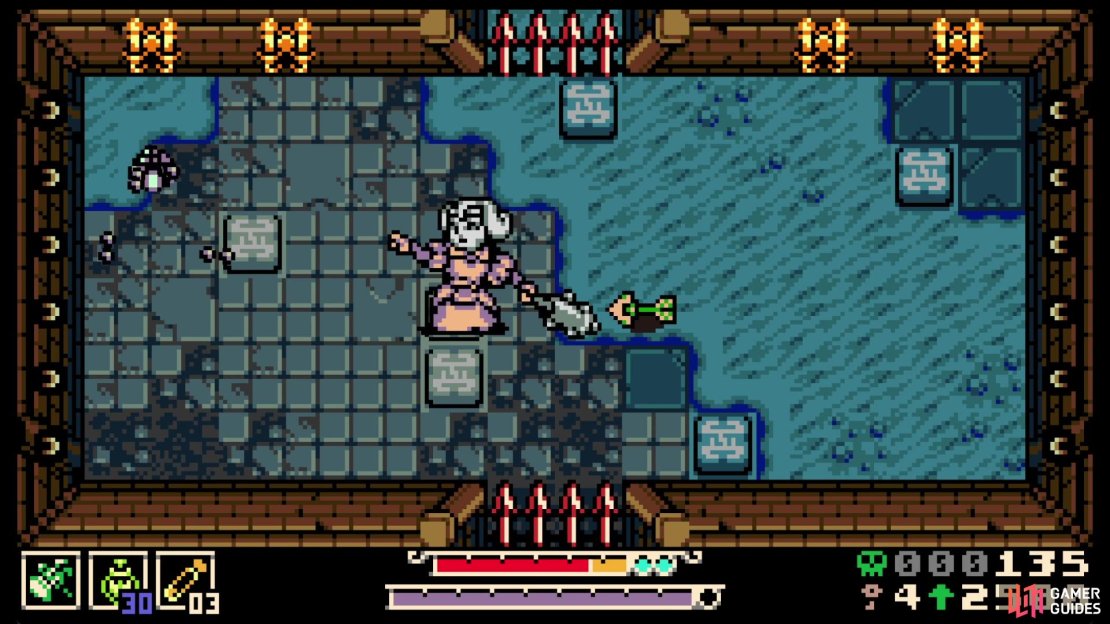 There will be randomly placed plates for arrow traps during this boss fight.