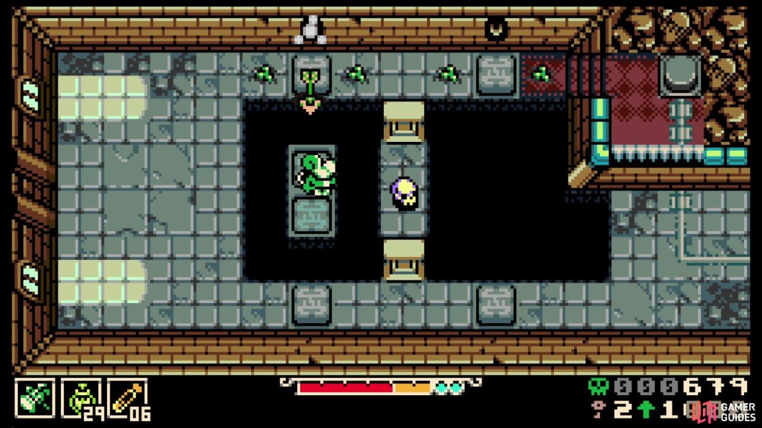 Whenever you, or an enemy, steps on a pressure plate, an arrow will be fired from the wall.