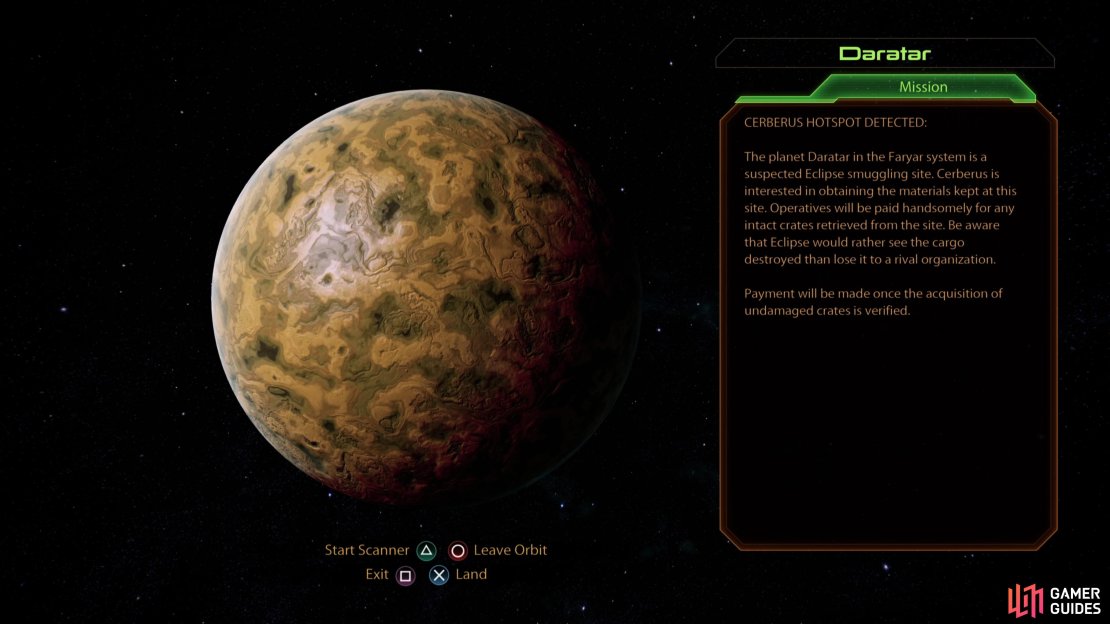 You&rsquo;ll find the assignment &ldquo;Eclipse Smuggling Depot&rdquo; on planet Daratar.
