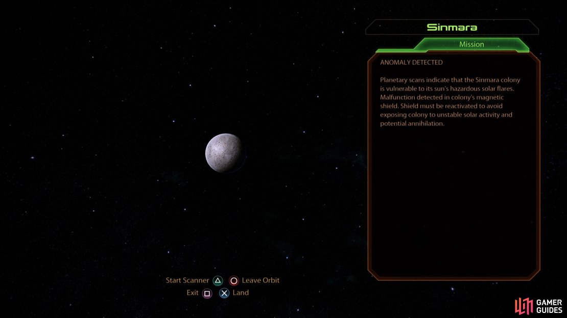 The moon Sinmara is the location of the assignment &ldquo;N7: Endangered Research Station&rdquo;.