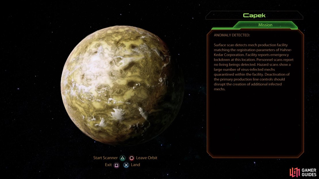 The assignment &ldquo;N7: Hahne-Kedar Facility&rdquo; will take place on Capek.