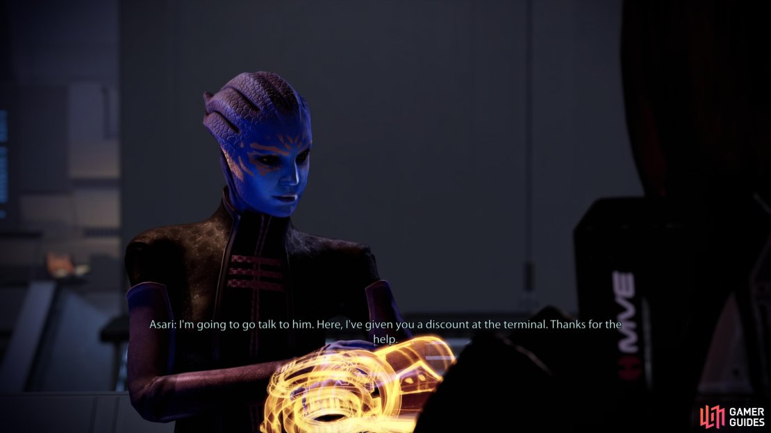 The proprietress of the &ldquo;Memories of Illium&rdquo; kiosk will give you a discount if you pass a Paragon/Renegade check.
