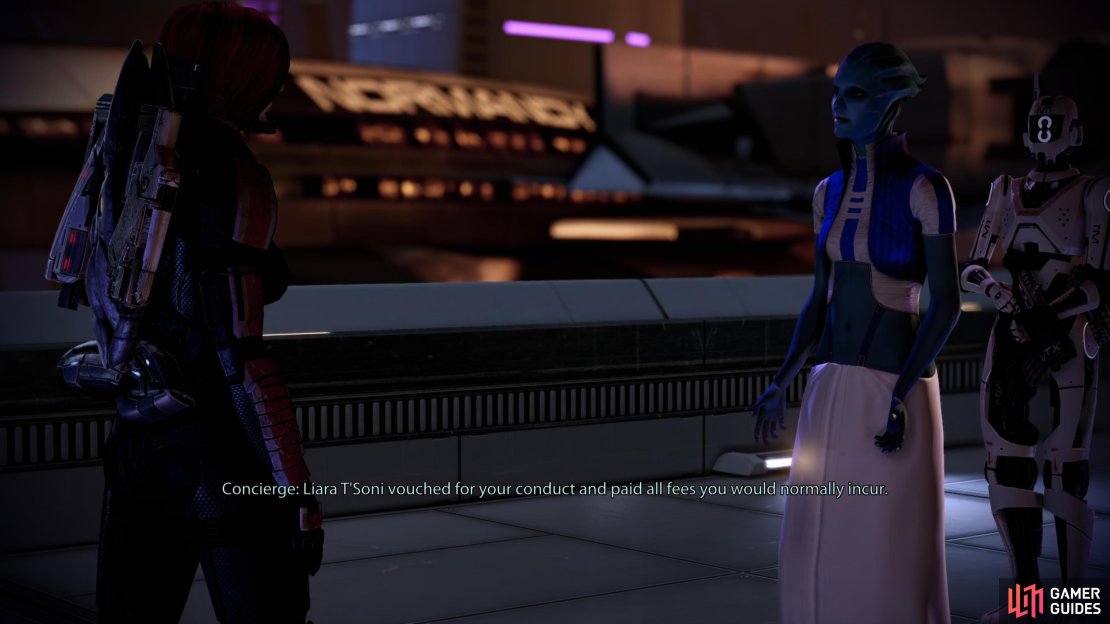 When you arrive, a concierge will refer you to Liara T&rsquo;Soni.