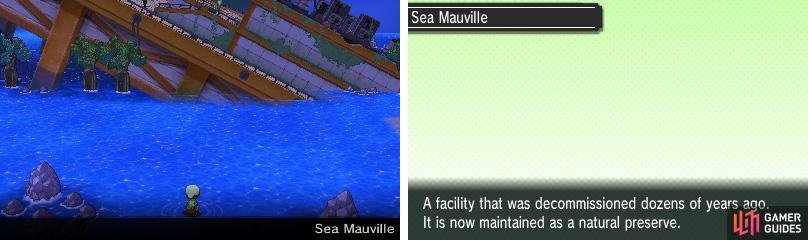 A shipwreck that now serves as a Pok&eacute;mon habitat and tourist spot.