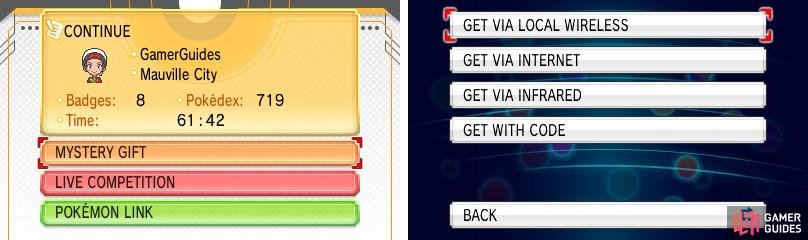 The majority of event Pok&eacute;mon are received from the Mystery Gift menu.