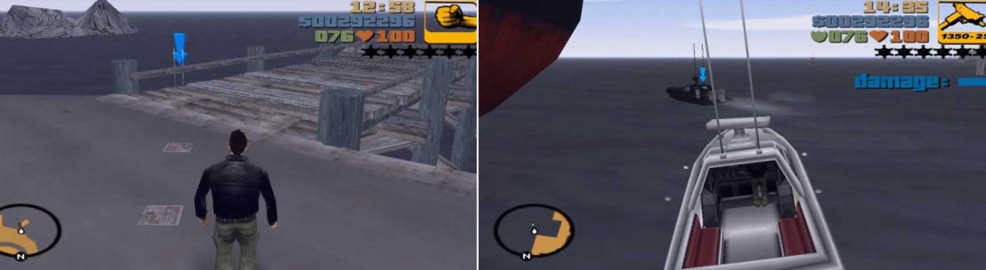 The target will then start to drive around pointlessly, looping around the big ship, the rocks, and the lighthouse. He won&rsquo;t leave the area. Good. Fire another rocket at him to finish him.