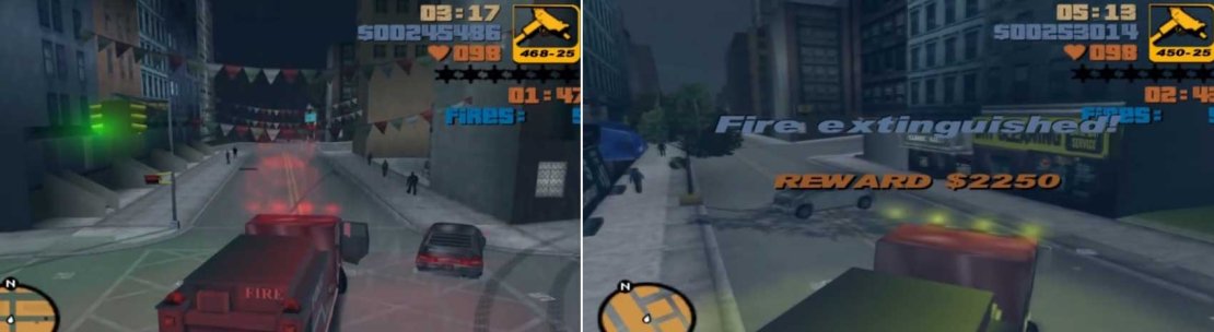 You&rsquo;ll fail the mission if you run out of time (thereby making the target car explode), die, or otherwise leave your Firetruck.
