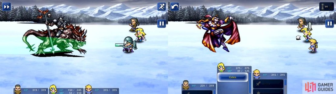 The enemy before Kefka is very powerful so finish the battle quickly. Edgar&rsquo;s Bioblaster works very well as does Aura Cannon. Kefka himself is a total noob, Runic can prevent him from attacking all together.