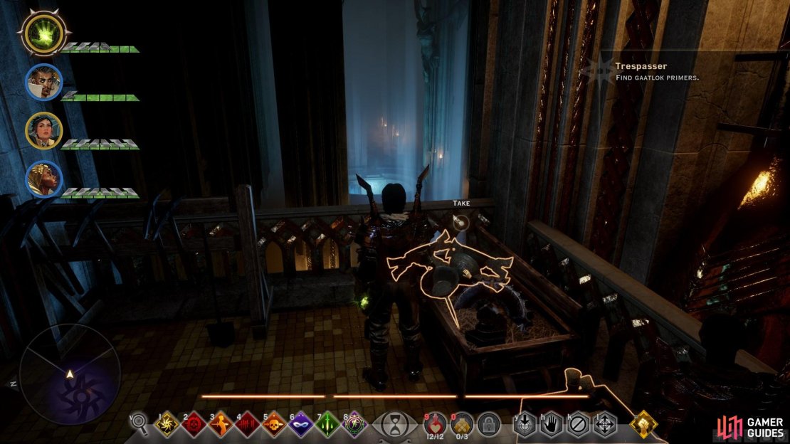 Take the gaatlok primers from the table at the back of the room.