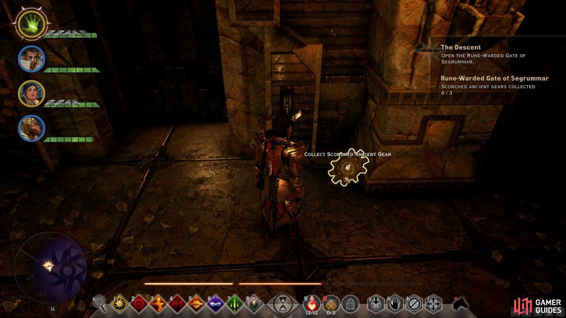 The first gear can be found to the right of the door.