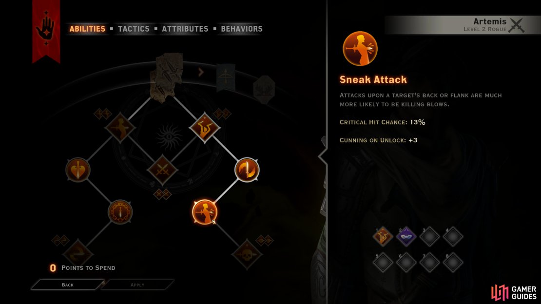 After meeting with Leliana at the Forward Camp, be sure to invest points in new abilities before proceeding.