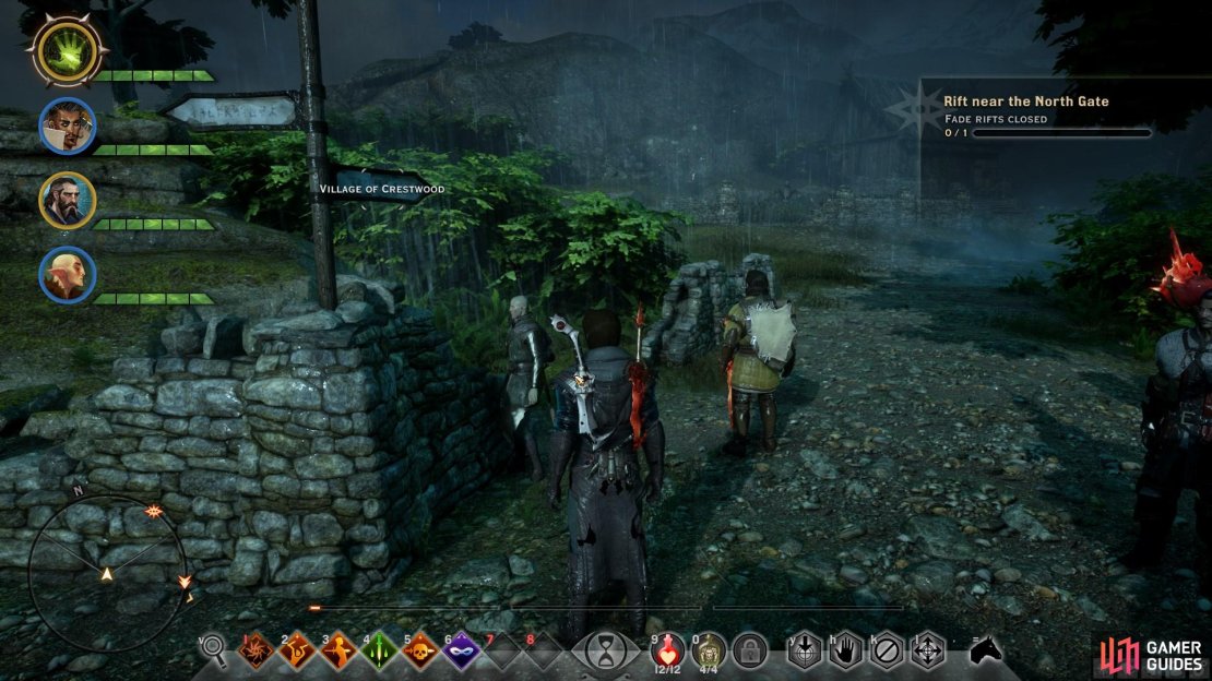From the North Gate Camp, head east and then north east from the crossroads to find Crestwood.