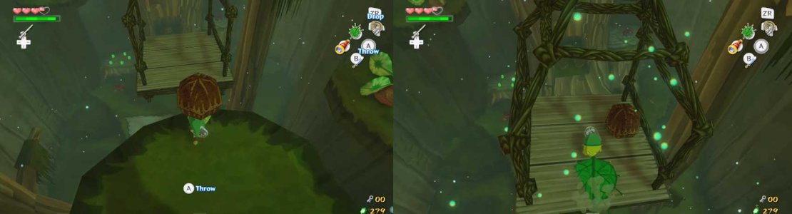 Go to the northern part of the room and defeat any Boko Babas there - one will become a Boko Baba Bud. Get into it to launch yourself to another Boko Baba Bud, then use it to reach an upper floor. You&rsquo;ll see a door. Unfortunately, there is no easy means of destroying the flower on it.
