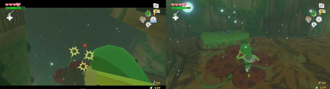 When you defeat them, obtain the rewards they drop. The door you used to enter this room hasn&rsquo;t opened, however. Get back on top of the stump. There will be a stick you can use the Grappling Hook on - swing across to the door. Obviously, go through it.