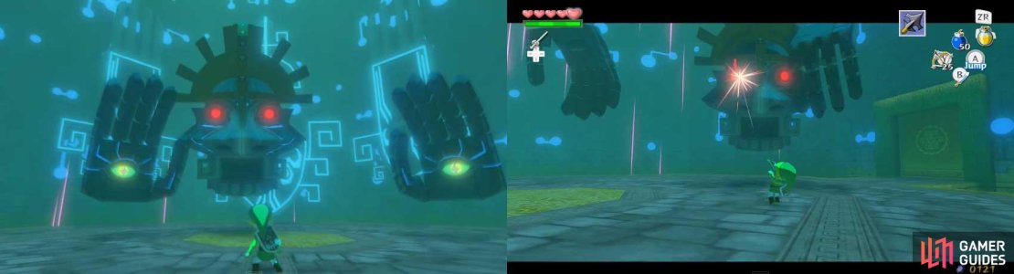 For the whole battle, you shall be using only the Hero&rsquo;s Bow and the Bombs (and a healing item, if it becomes needed).