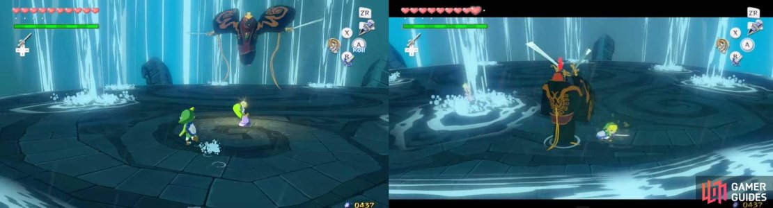 At this point in the battle, it becomes quite obvious pretty fast that you&rsquo;ll have to use something else other than a direct attack to get at Ganondorf, as he blocks any sword slice you try.