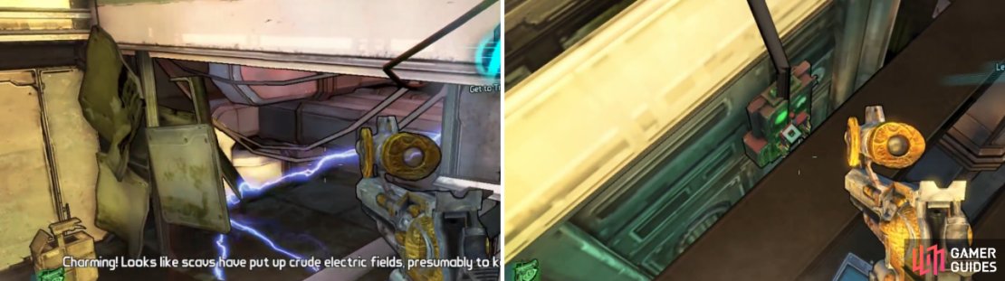 There&rsquo;s an electric barrier blocking your progress and the switch to shut it off is on the roof right next to it.