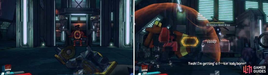 It&rsquo;s probably best to stay at long range during the fight with Felicity Rampant. Whenever she deploys her shield drone, quickly destroy it so you can continue damaging her.