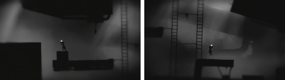 Follow the brain slug&rsquo;s path across the ladder and down to the light source on the right.