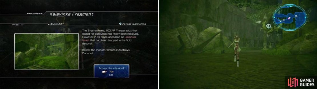 Kalavinka quest info (left). Kalavinka&rsquo;s Location (right).