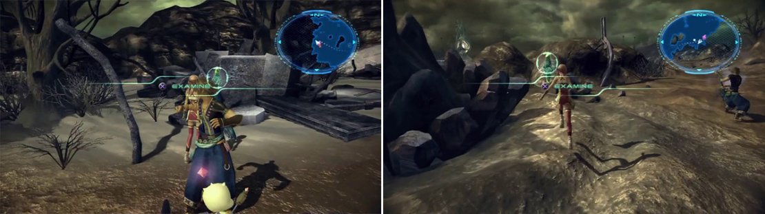 Location of Noel&rsquo;s message (left). Location of Serah&rsquo;s message (right).