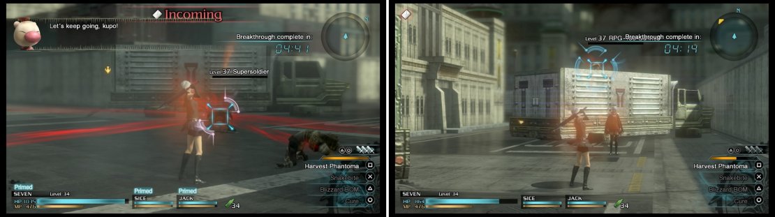 You&rsquo;ll need to absorb every Phantoma you come across (left) to get the S-Rank. Make sure you keep an eye out for some RPG Gunners on the roofs of the trucks (right).